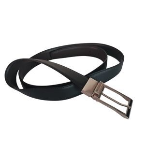 Ermenegildo Zegna Men's Black‎ & Silver Leather Belt 44 " x 1 1/4 "